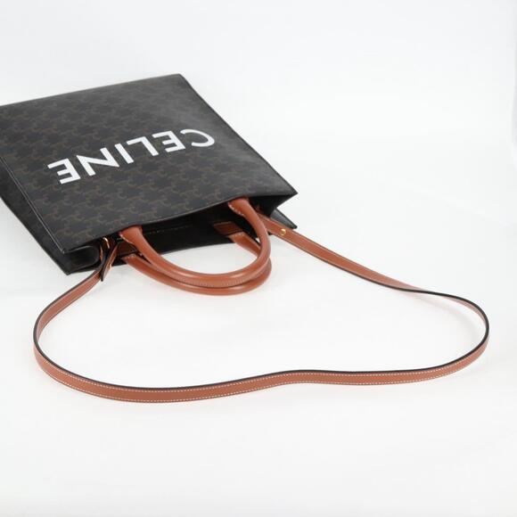 CELINE Triomphe Canvas Vertical Cabas Small Bag Pvc Black Gold - Picture 8 of 13